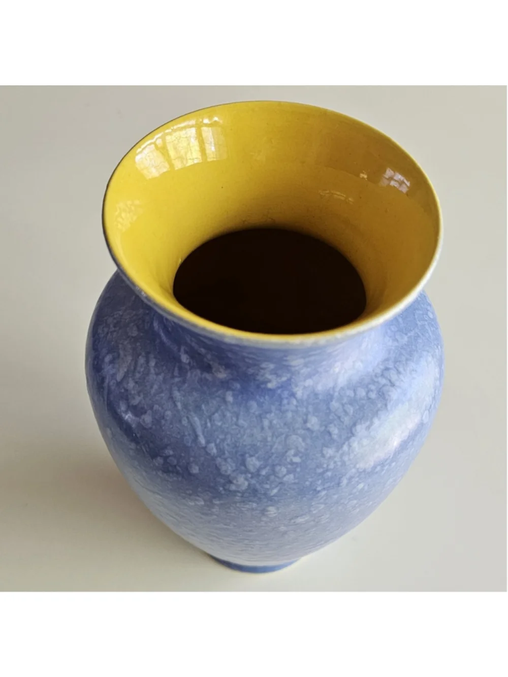 Dumler & Breiden 1250-20 West Germany Art Pottery Vase Blue Speckle Yellow MCM